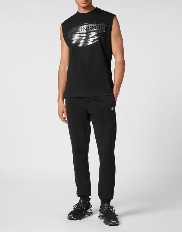 Plein Sport Sleeveless T-shirt Round Neck Black/silver