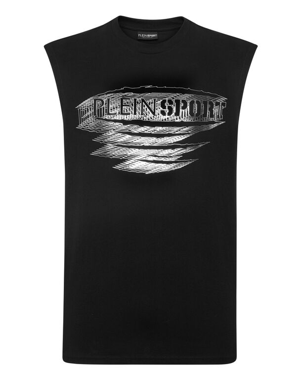plein sport Sleeveless T-shirt Round Neck black/silver