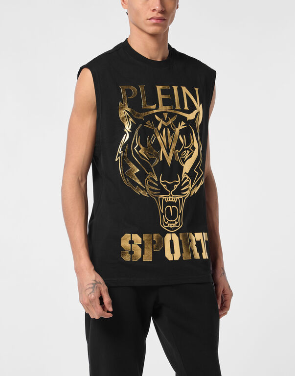 Plein Sport Sleeveless T-shirt Round Neck SS Tiger Black
