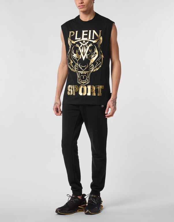 Plein Sport Sleeveless T-shirt Round Neck SS Tiger Black