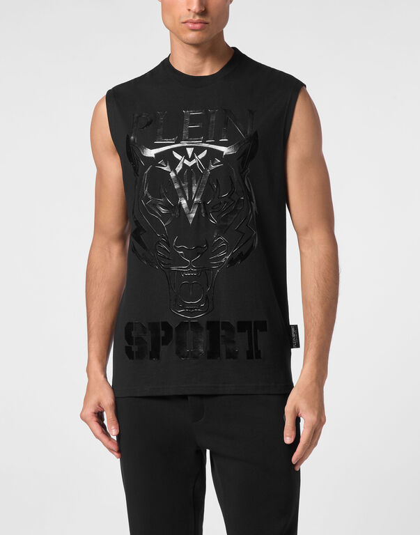 Plein Sport Sleeveless T-shirt Round Neck SS Tiger Black / Black