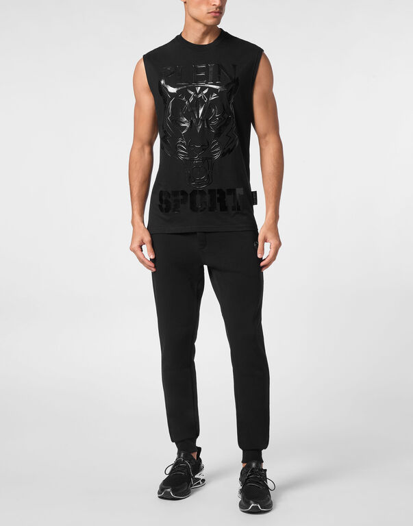 Plein Sport Sleeveless T-shirt Round Neck SS Tiger Black / Black