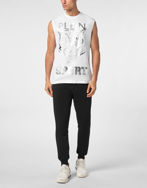 Plein Sport Sleeveless T-shirt Round Neck SS Tiger White/silver