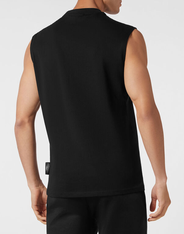 Plein Sport Sleeveless T-Shirt Round Neck Tiger Crest Edition Black / Black