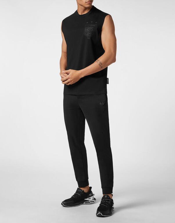 Plein Sport Sleeveless T-Shirt Round Neck Tiger Crest Edition Black / Black