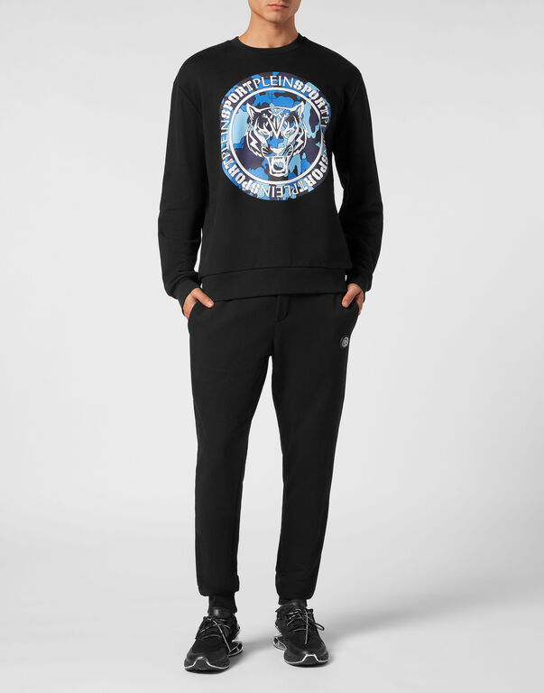 Plein Sport Sweatshirt LS Carbon Tiger Black / Light Blue