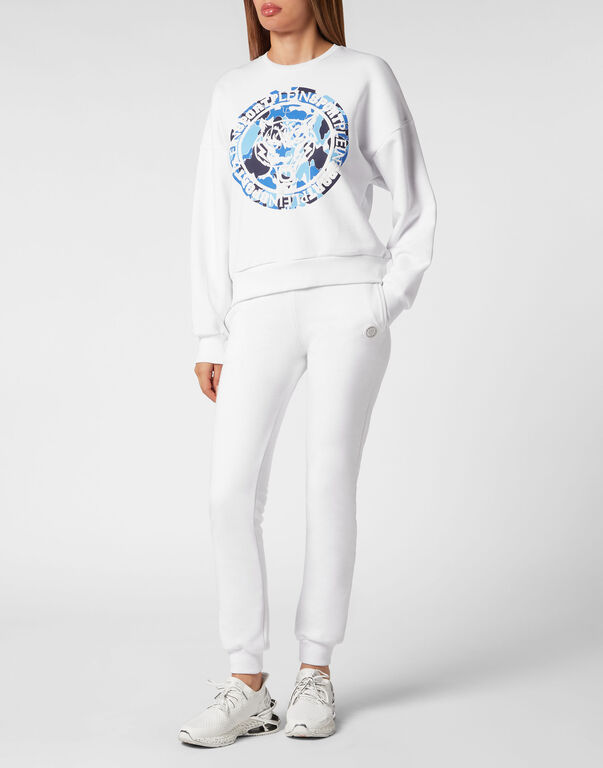 Plein Sport Sweatshirt LS Carbon Tiger White / Light Blue