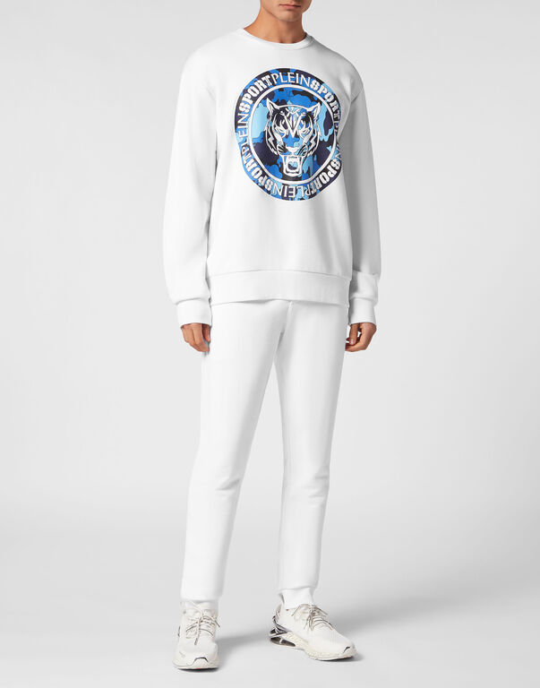 Plein Sport Sweatshirt LS Carbon Tiger White / Light Blue