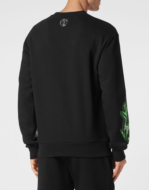 Plein Sport Sweatshirt LS Thunder Tiger Black+green Fluo