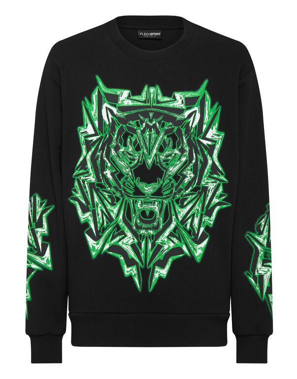 plein sport Sweatshirt LS Thunder Tiger black+green fluo