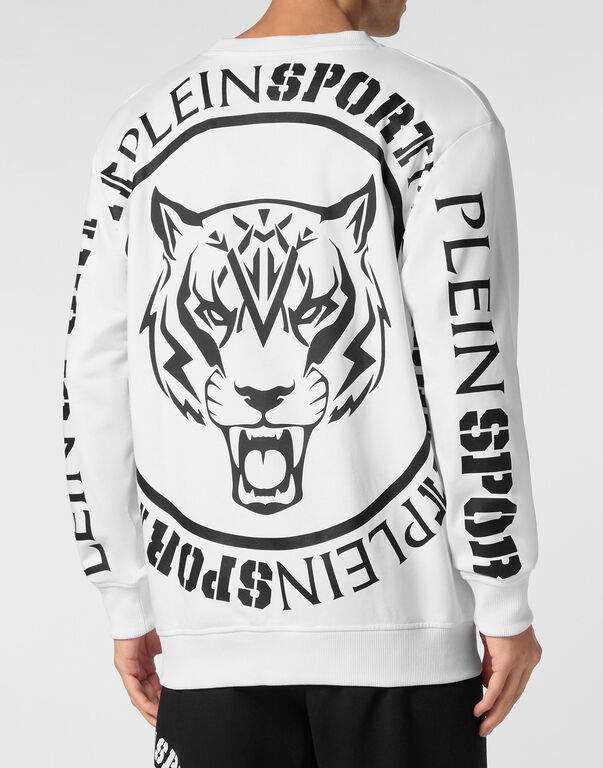 Plein Sport Sweatshirt Round Neck Carbon Tiger White