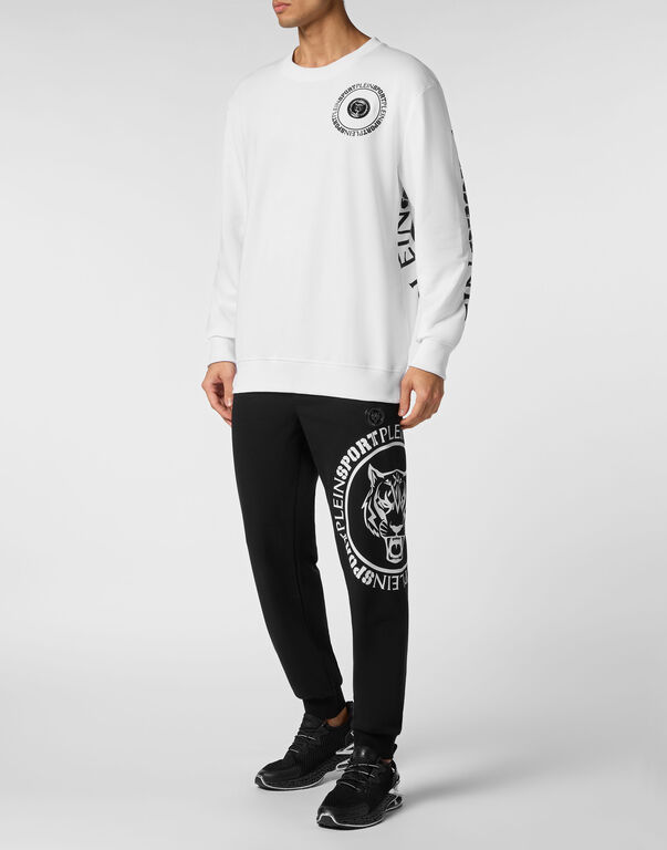 Plein Sport Sweatshirt Round Neck Carbon Tiger White