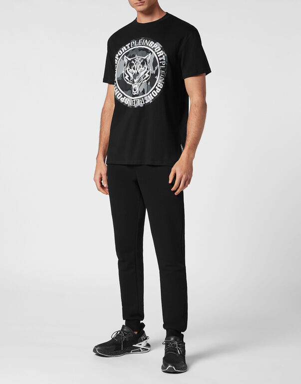Plein Sport T-shirt Round Neck Carbon Tiger Black / White
