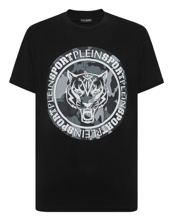 plein sport T-shirt Round Neck Carbon Tiger black / white
