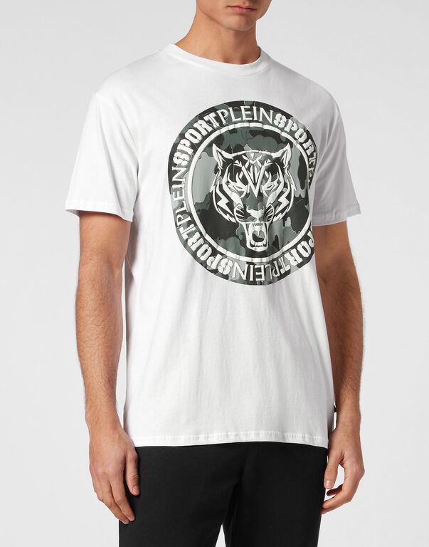 Plein Sport T-shirt Round Neck Carbon Tiger White / Black