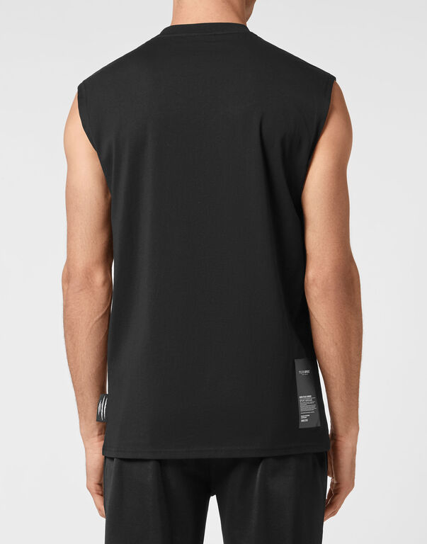 Plein Sport T-shirt Round Neck Sleeveless Statement Black