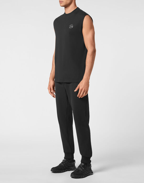 Plein Sport T-shirt Round Neck Sleeveless Statement Black