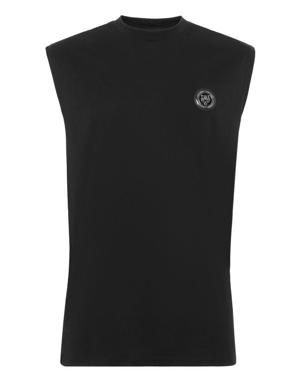 plein sport T-shirt Round Neck Sleeveless Statement black