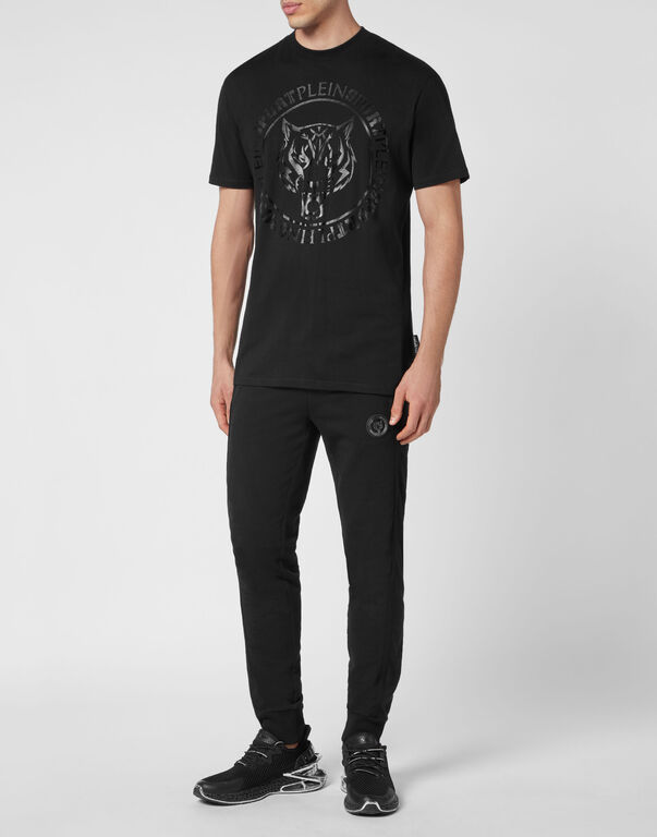 Plein Sport T-shirt Round Neck SS Carbon Tiger Black