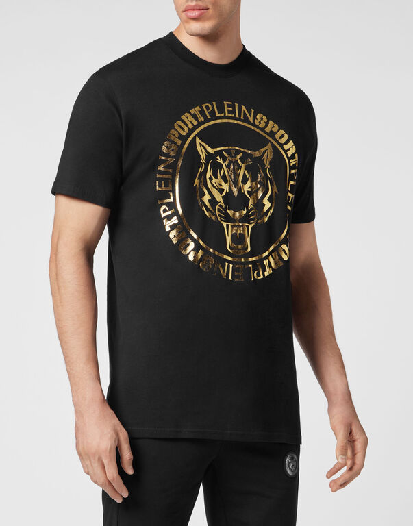 Plein Sport T-shirt Round Neck SS Carbon Tiger Black/light Gold