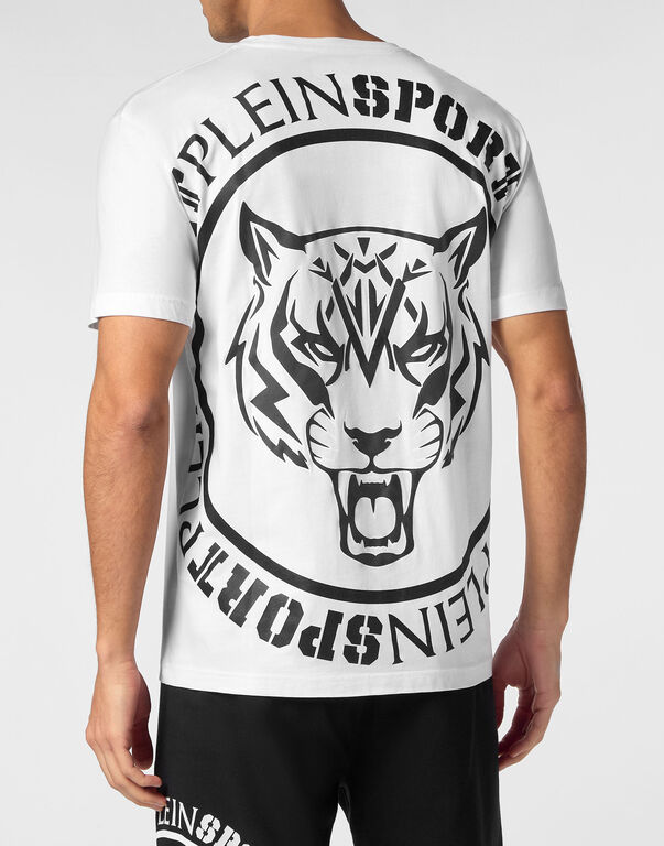 Plein Sport T-shirt Round Neck SS Carbon Tiger White