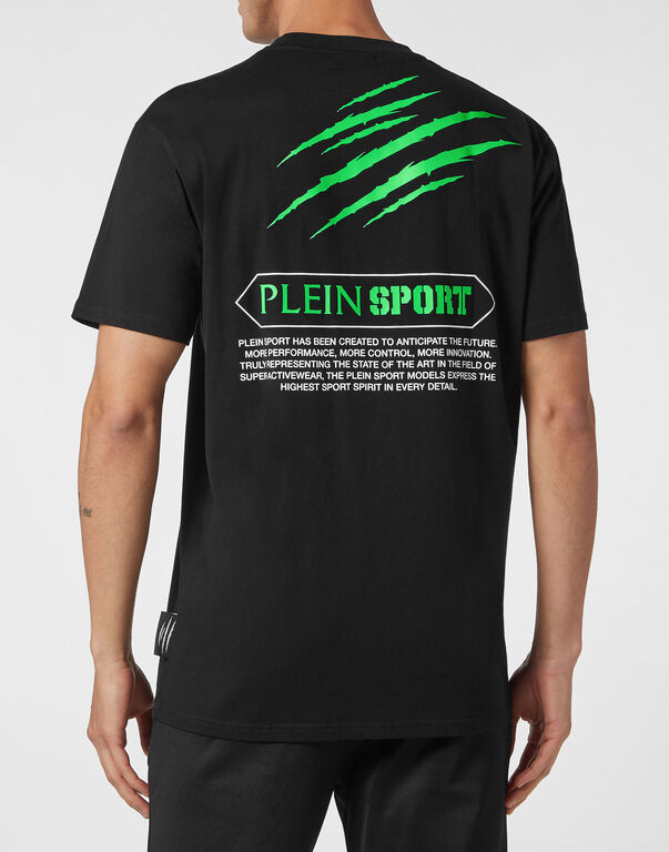 Plein Sport T-shirt Round Neck SS Global Express Edition Black+green Fluo