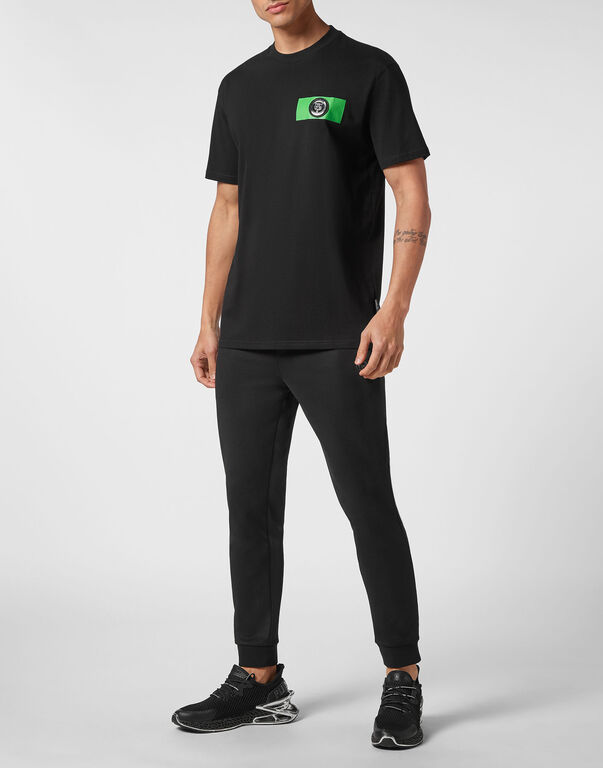 Plein Sport T-shirt Round Neck SS Global Express Edition Black+green Fluo