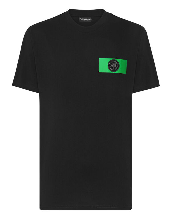 plein sport T-shirt Round Neck SS Global Express Edition black+green fluo