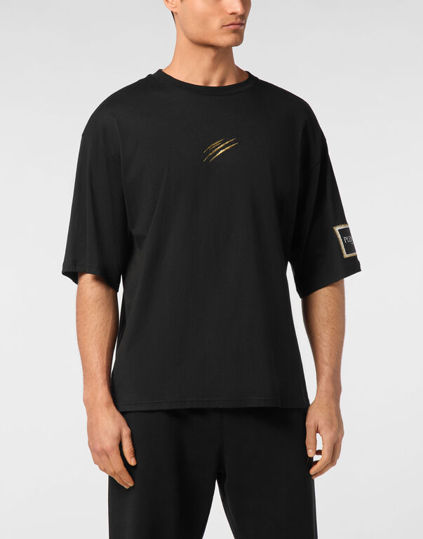 Plein Sport T-shirt Round Neck SS Label Black/light Gold