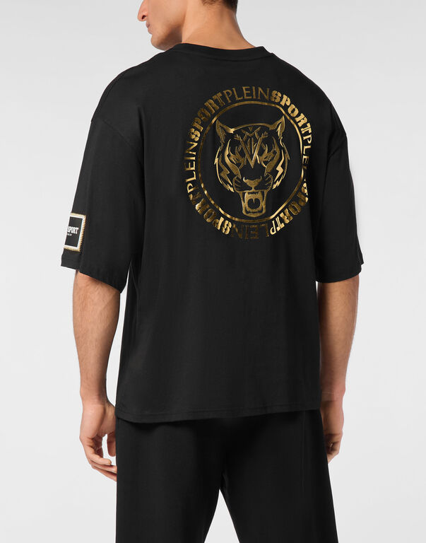 Plein Sport T-shirt Round Neck SS Label Black/light Gold