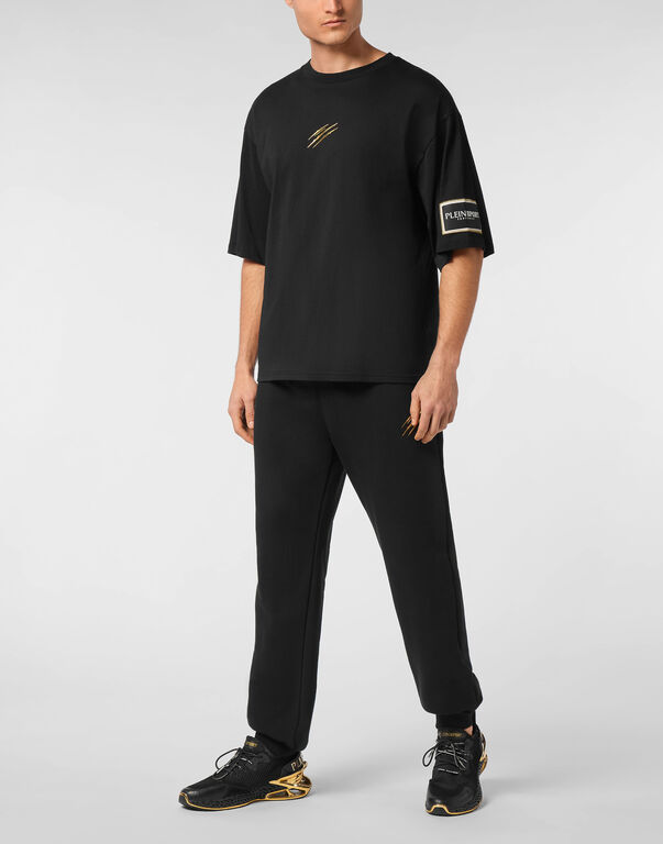 Plein Sport T-shirt Round Neck SS Label Black/light Gold