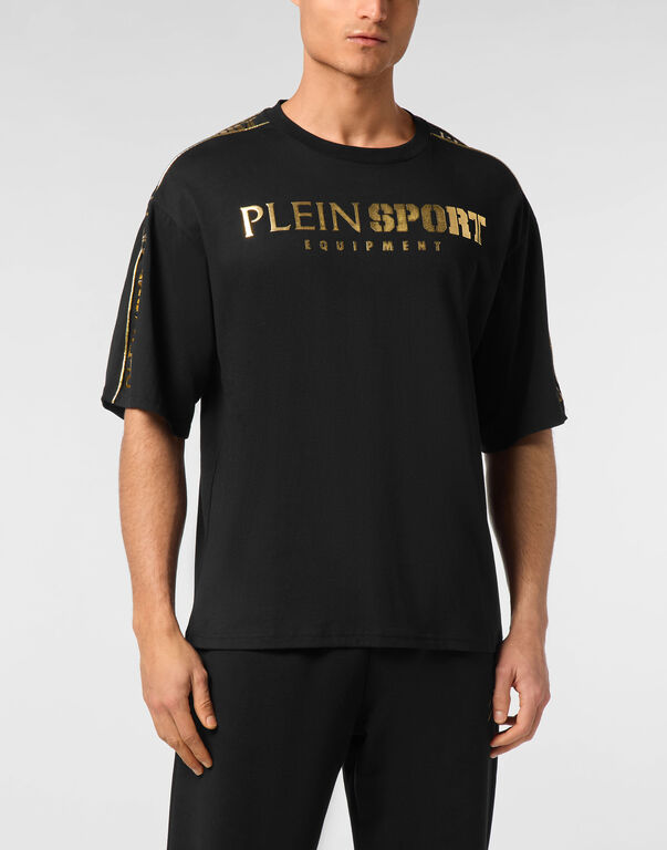 Plein Sport T-shirt Round Neck SS Laminated Black/light Gold