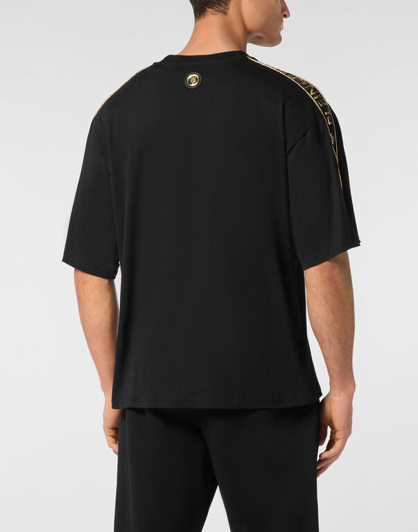 Plein Sport T-shirt Round Neck SS Laminated Black/light Gold