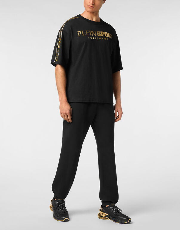 Plein Sport T-shirt Round Neck SS Laminated Black/light Gold