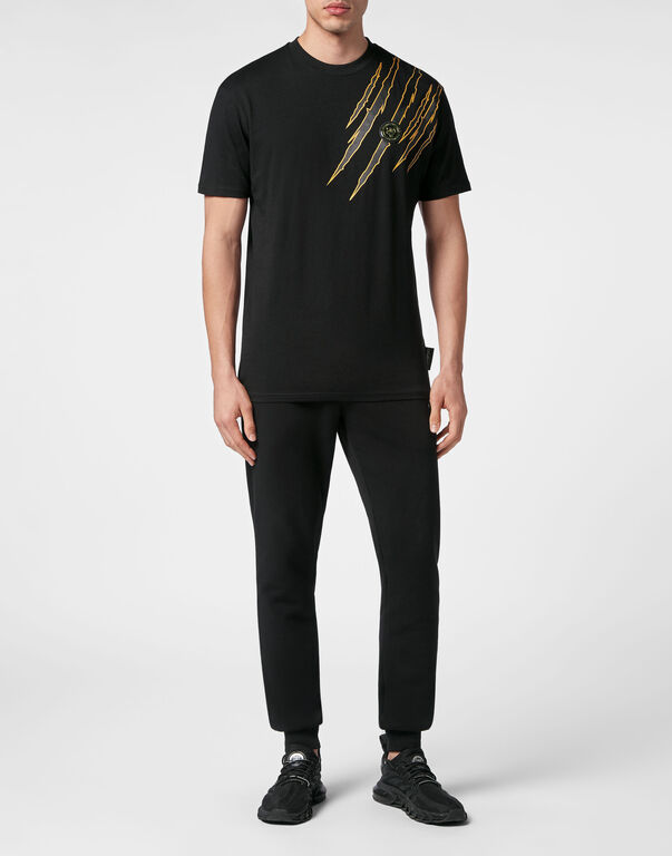 Plein Sport T-shirt Round Neck SS Scratch Black / Black