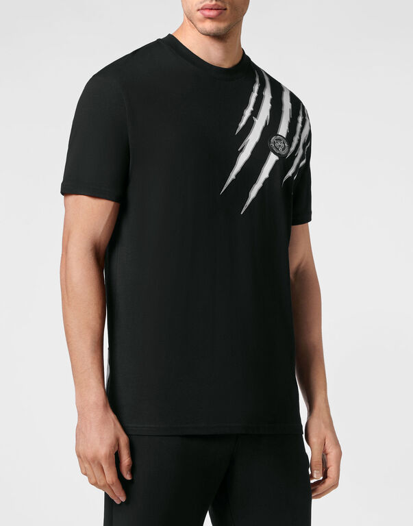Plein Sport T-shirt Round Neck SS Scratch Black / White