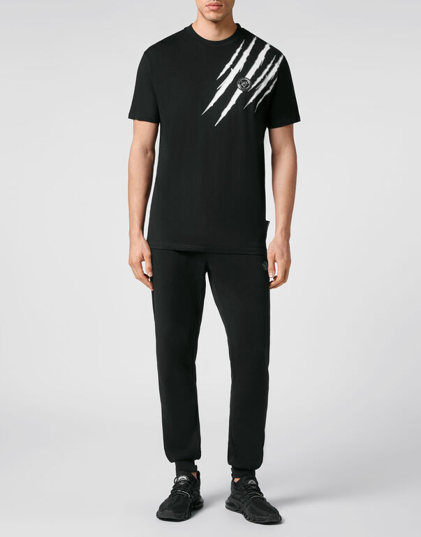 Plein Sport T-shirt Round Neck SS Scratch Black / White