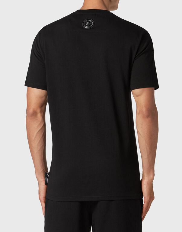 Plein Sport T-shirt Round Neck SS Silver Brush Black/silver