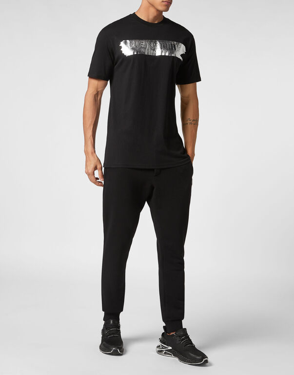Plein Sport T-shirt Round Neck SS Silver Brush Black/silver