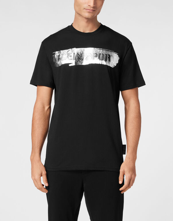 Plein Sport T-shirt Round Neck SS Silver Brush Black/silver