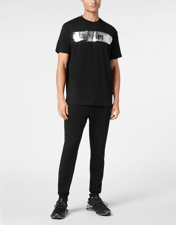 Plein Sport T-shirt Round Neck SS Silver Brush Black/silver