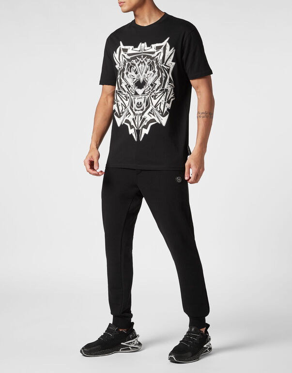 Plein Sport T-shirt Round Neck SS Thunder Tiger Black / White