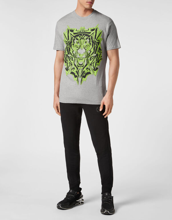 Plein Sport T-shirt Round Neck SS Thunder Tiger Grey