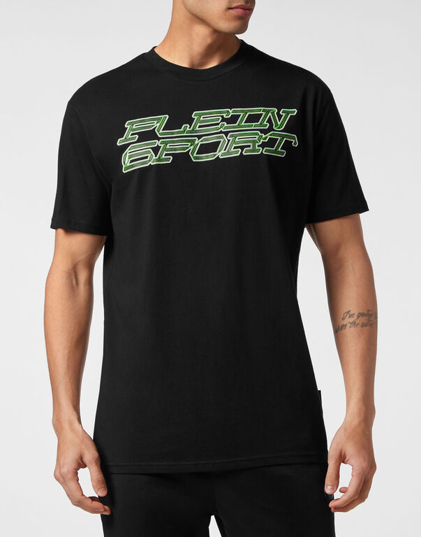 Plein Sport T-shirt Round Neck SS Tiger Black+green Fluo