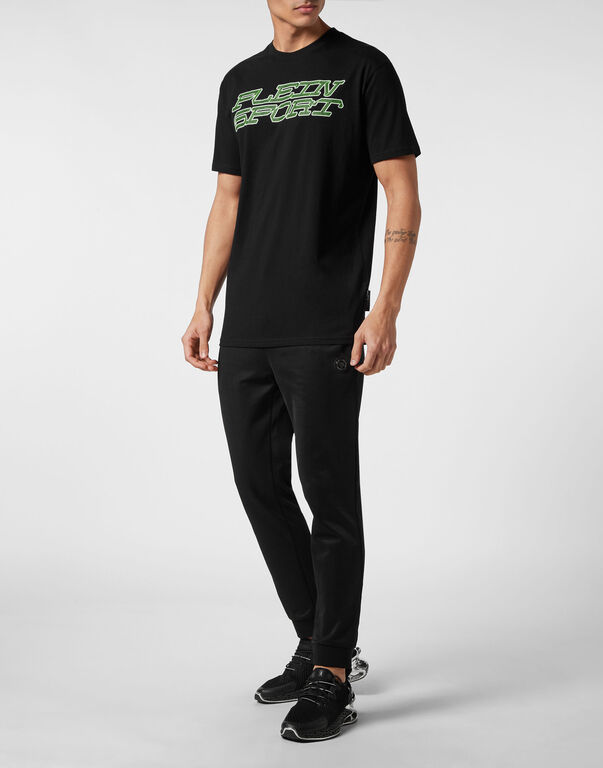 Plein Sport T-shirt Round Neck SS Tiger Black+green Fluo