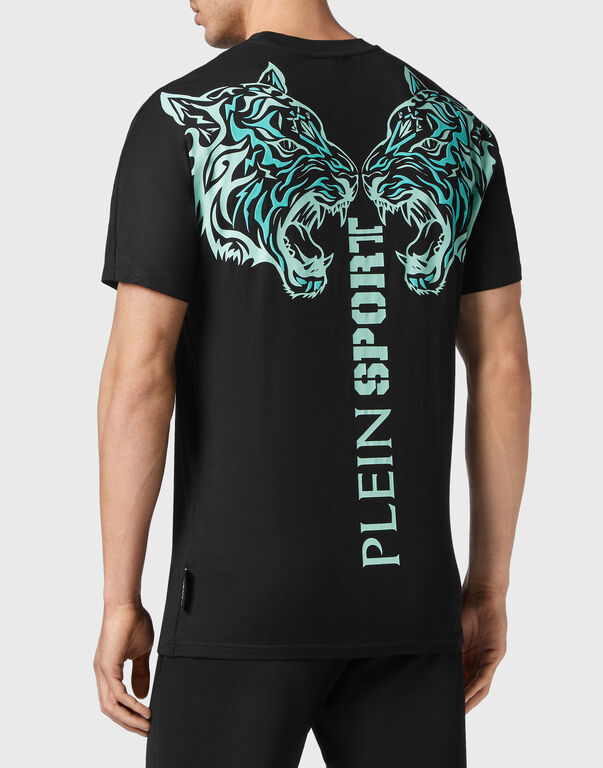 Plein Sport T-shirt Round Neck SS Tiger Black/mint Green