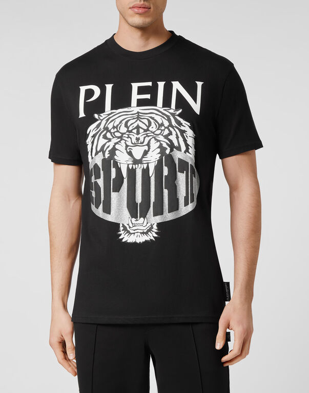 Plein Sport T-shirt Round Neck SS Tiger Black / White