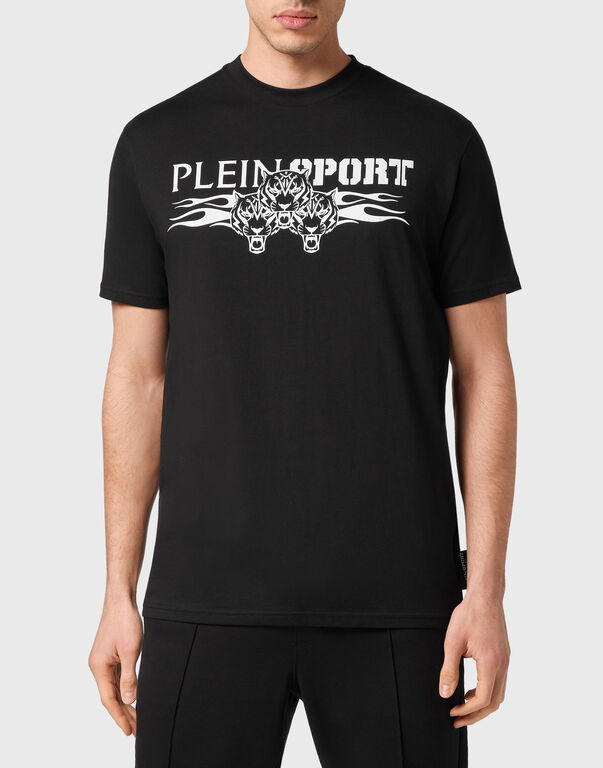 Plein Sport T-shirt Round Neck SS Tiger Black / White