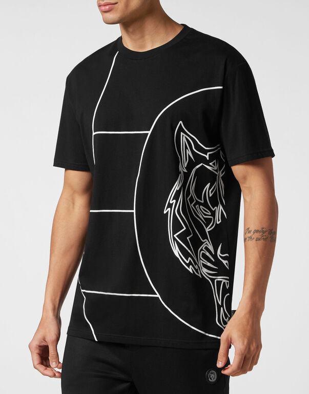 Plein Sport T-shirt Round Neck SS Tiger Court Edition Black / White
