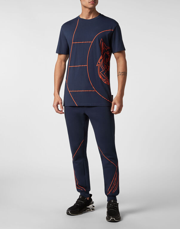 Plein Sport T-shirt Round Neck SS Tiger Court Edition Dark Blue / Orange